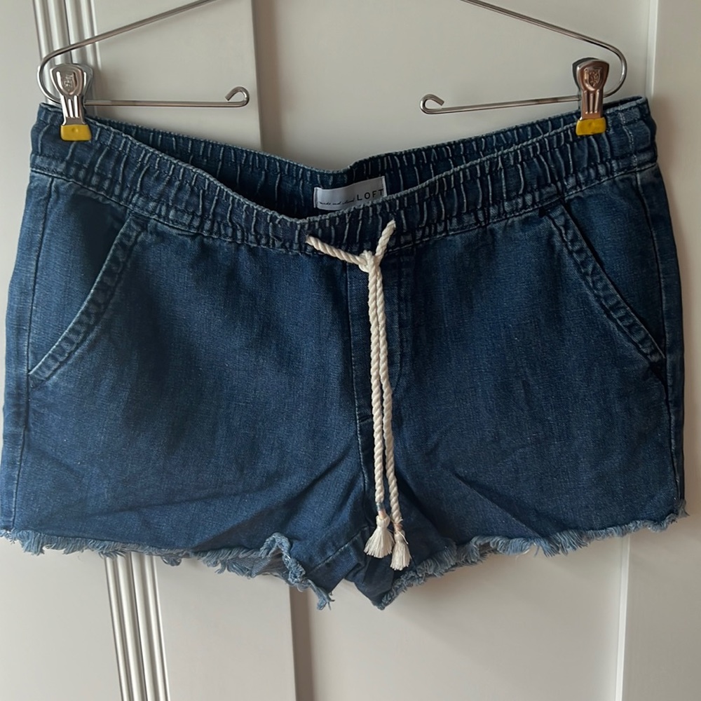 Loft drawstring denim shorts